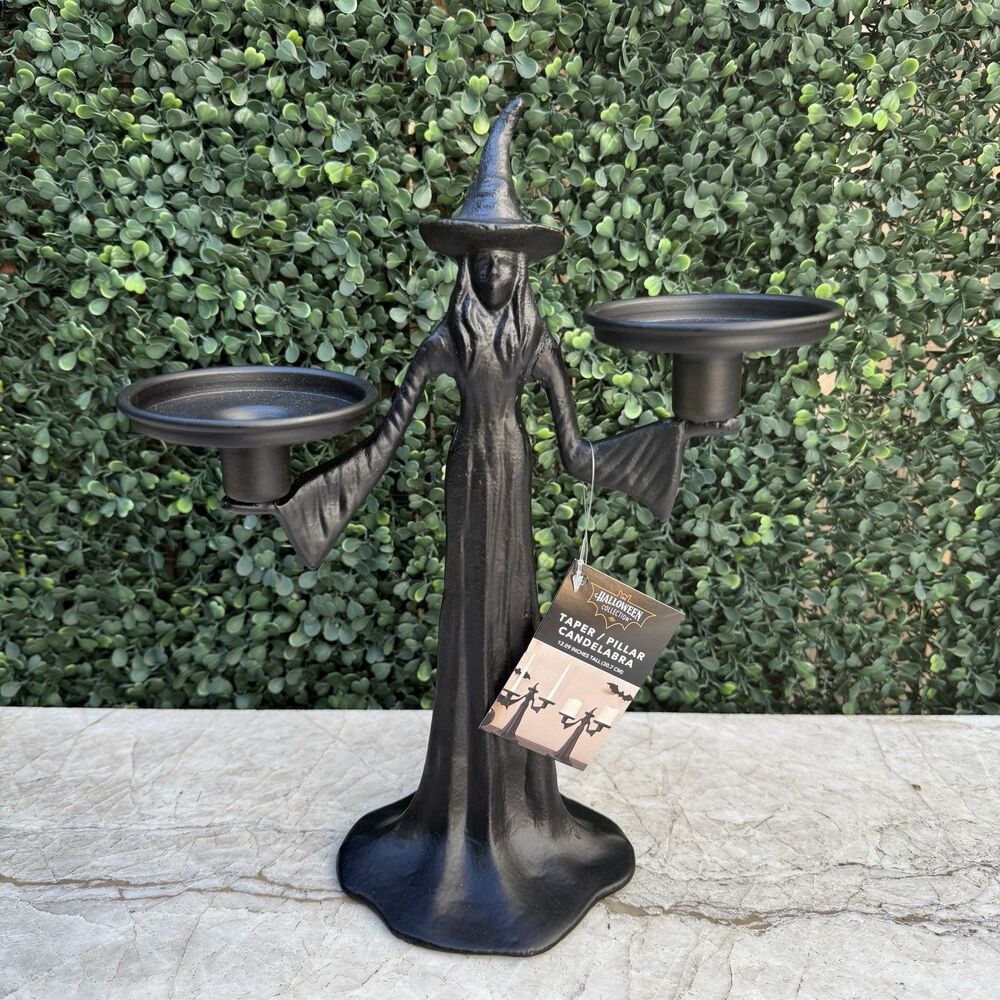 The Halloween Collection Witch Taper Pillar Candelabra Matte Black Aldi